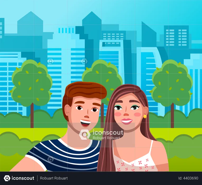 Couple standing together in park  Illustration