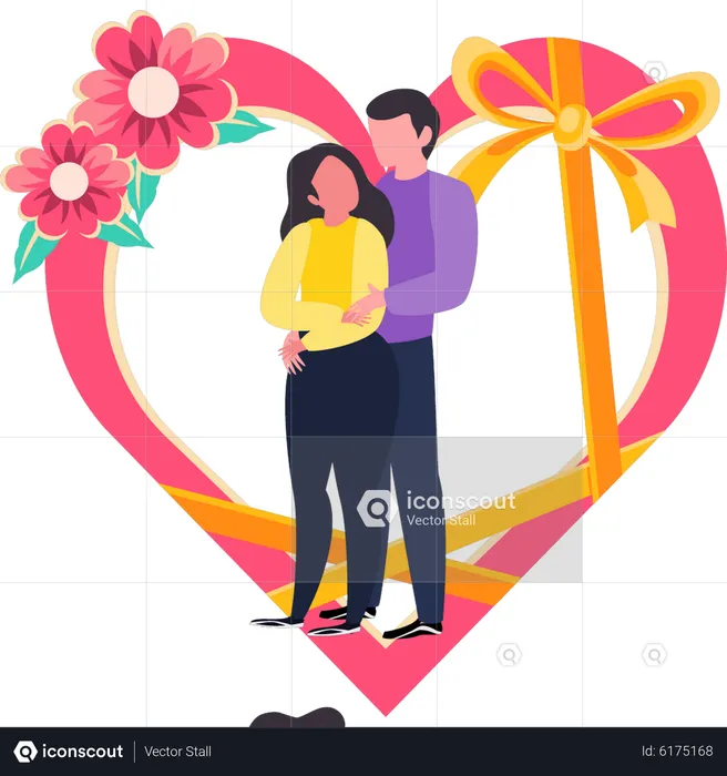 Couple standing together on valentine day  Illustration