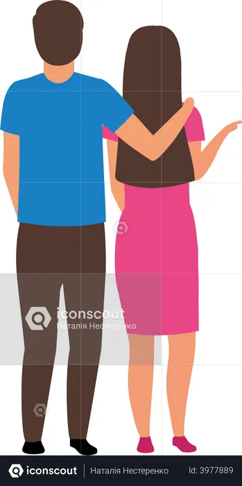Couple standing together while hand on shoulder  Illustration
