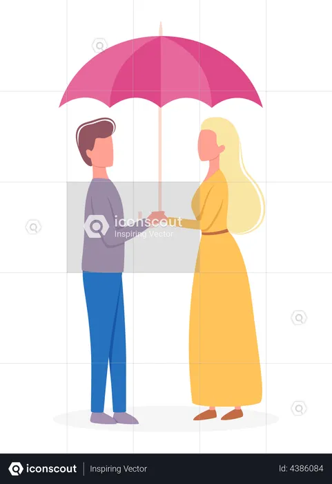 Couple standing under umbrella  Illustration