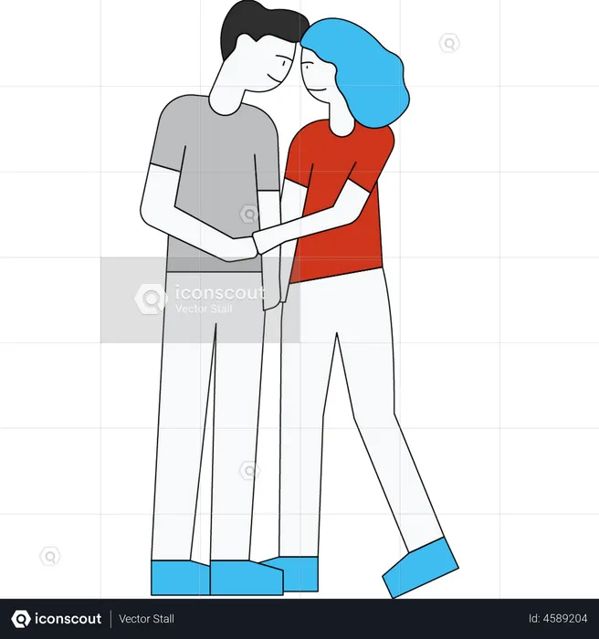 Couple stands in romantic way  Illustration