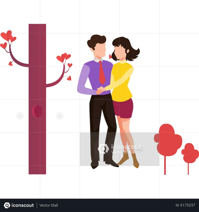Couple stands romantically  Illustration