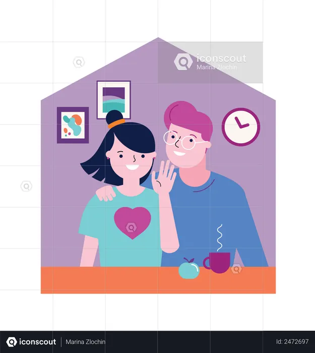 Couple staying in home due to lockdown  Illustration
