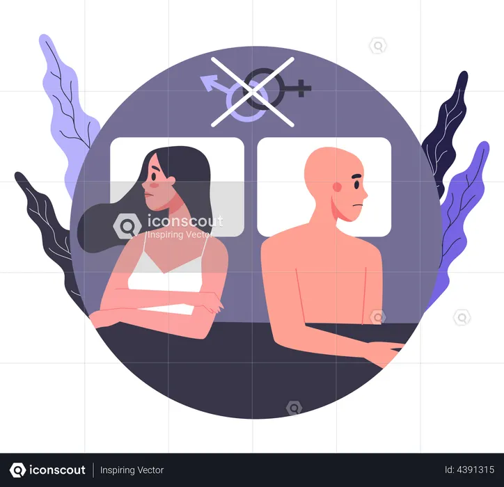 Couple suffering from sexual dysfunction  Illustration