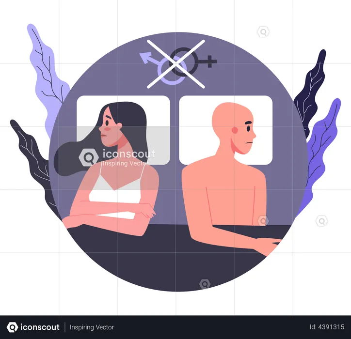 Couple Suffering From Sexual Dysfunction Illustration People