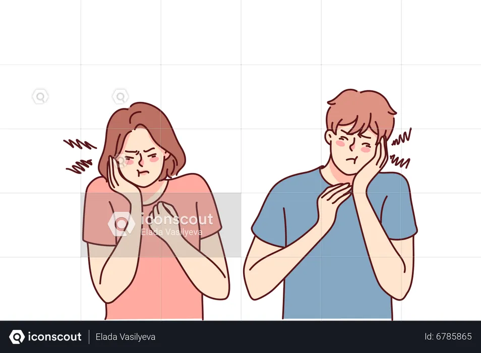 Couple suffering teeth pain  Illustration