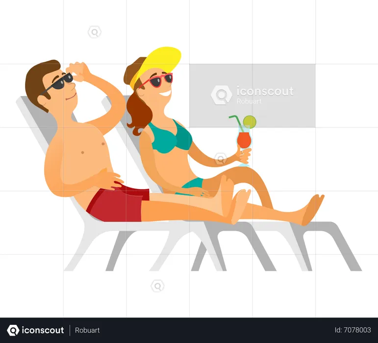 Couple sunbathing  Illustration