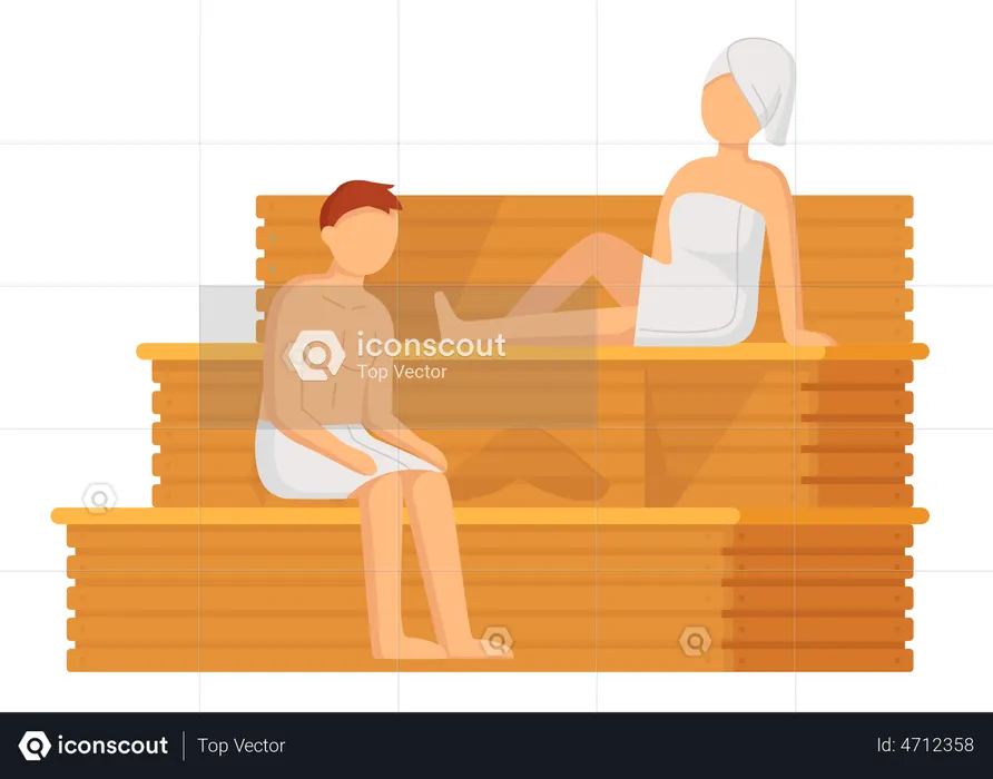 Couple taking sauna spa  Illustration