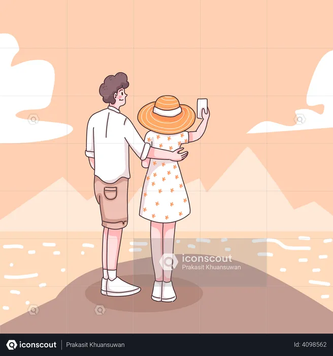 Couple taking selfie  Illustration