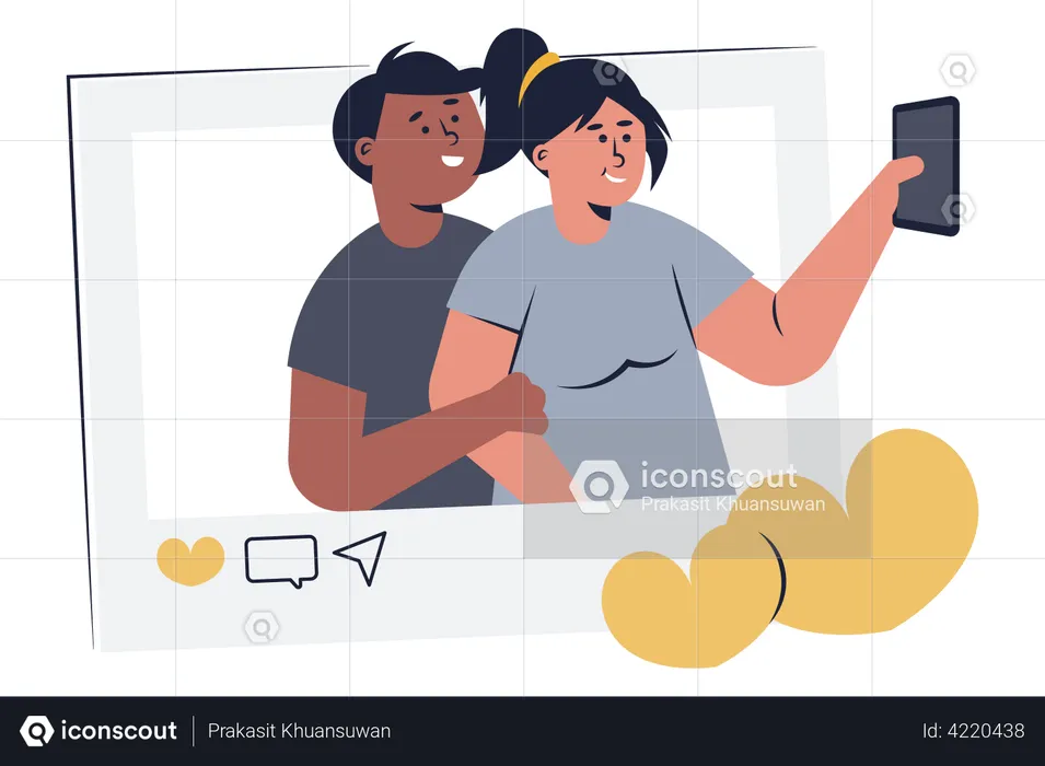 Couple taking selfie  Illustration