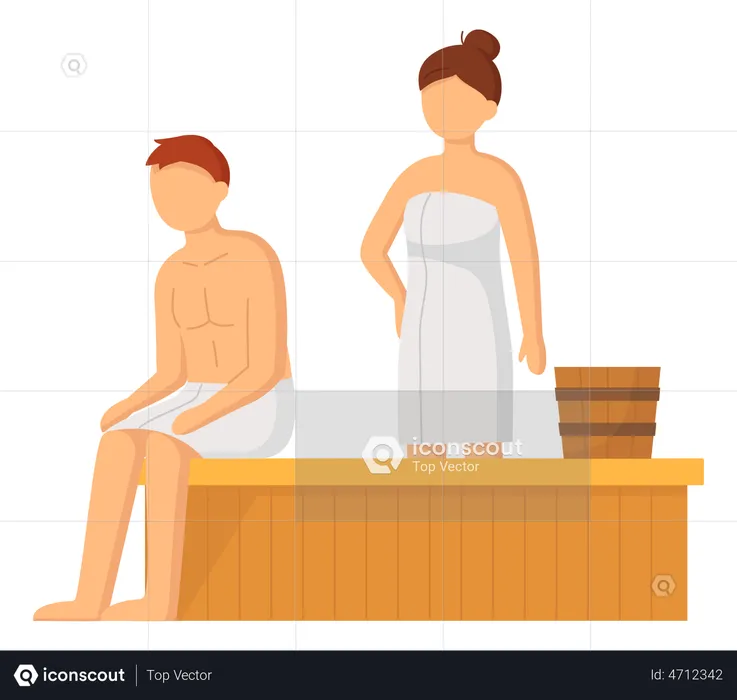 Couple taking steam bath together  Illustration