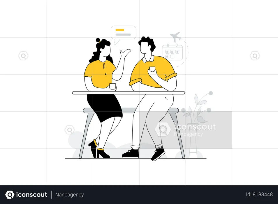 Couple Talking about trip  Illustration
