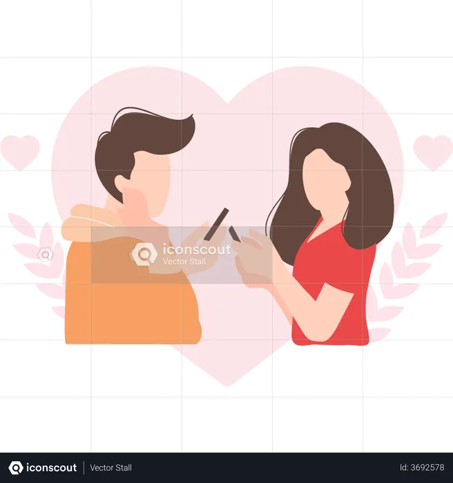 Couple talking on dating app  Illustration