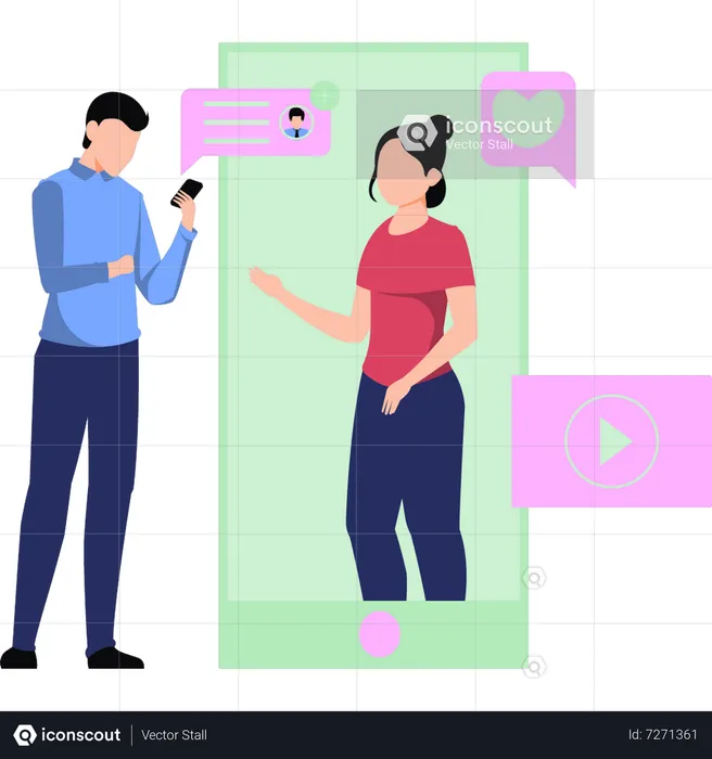 Couple talking on phone  Illustration