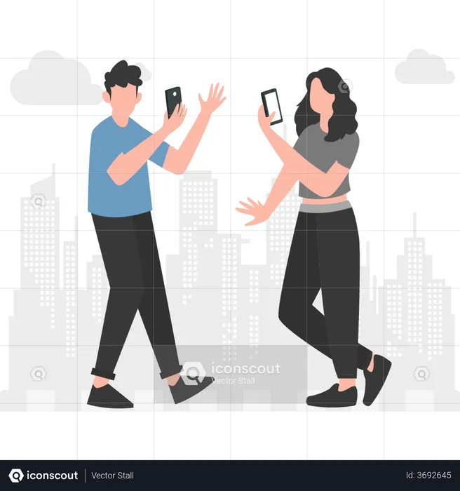 Couple talking on video call  Illustration