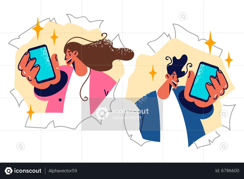 Couple talking on video call  Illustration