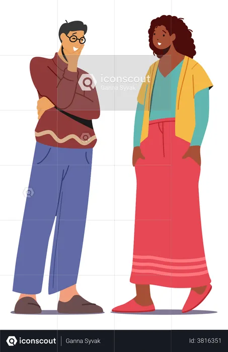 Couple Talking To Each Other  Illustration