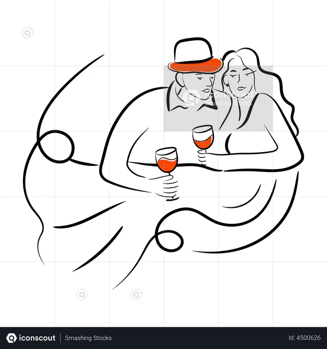 Couple Toast  Illustration