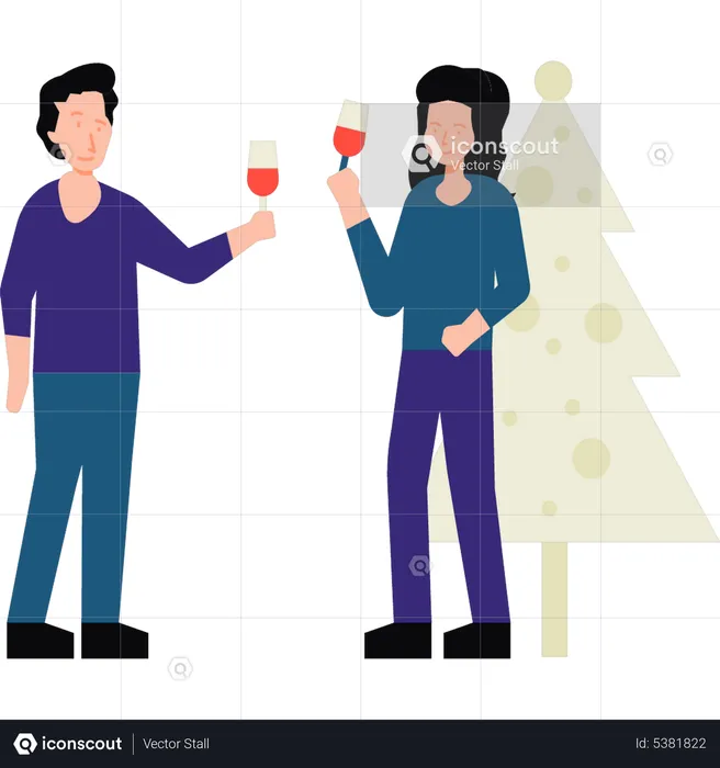 Couple toasting drinks  Illustration