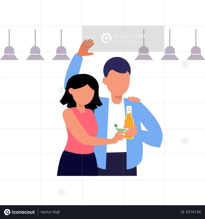 Couple toasting wine  Illustration