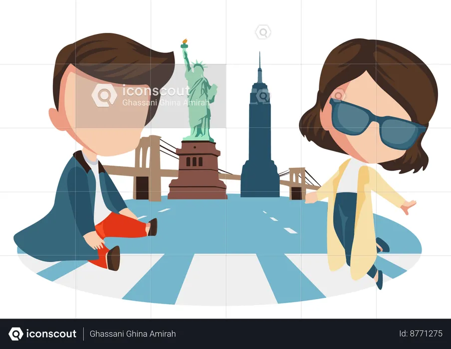 Couple travel to New York  Illustration