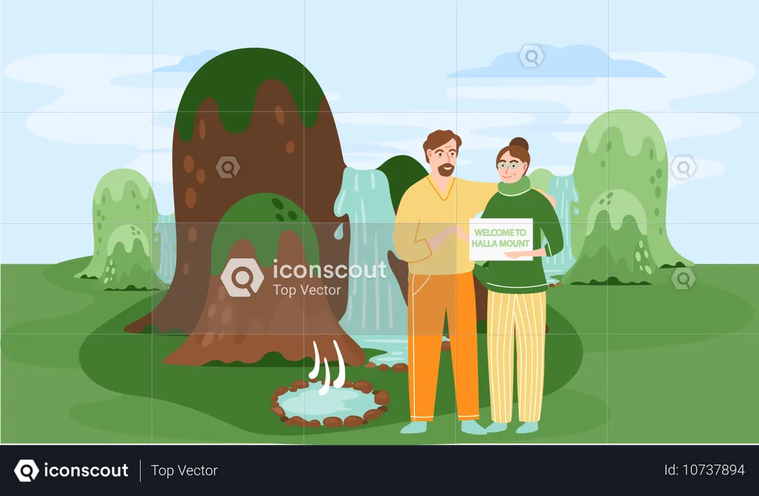 Couple viewing at scenic spot  Illustration