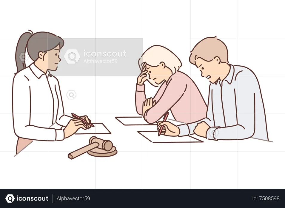 Couple visiting divorce lawyer  Illustration