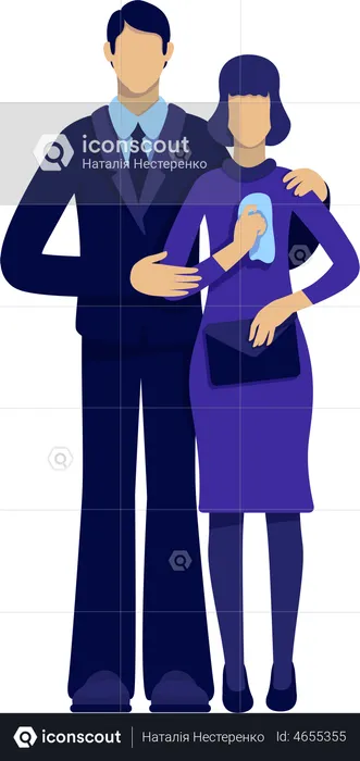 Couple visiting funeral  Illustration