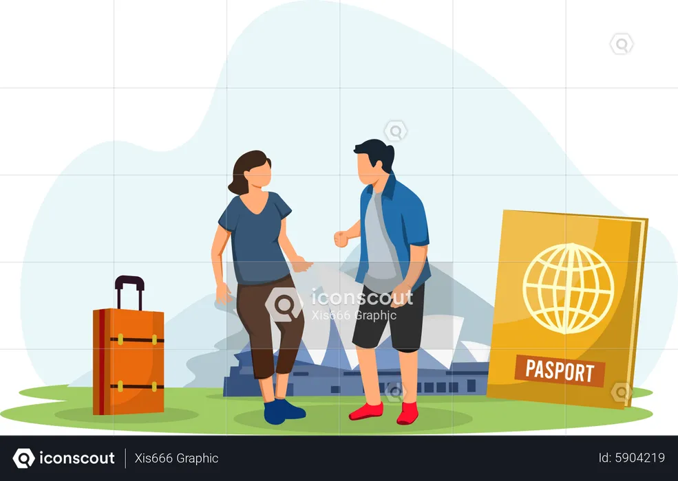 Couple en voyage  Illustration