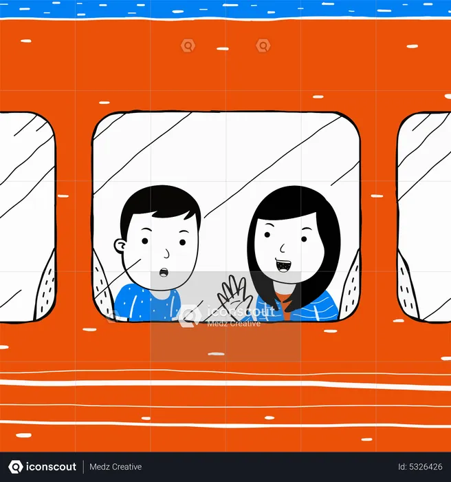 Couple voyageant dans le métro  Illustration