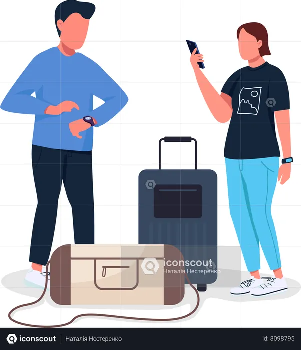 Couple waiting for flight  Illustration