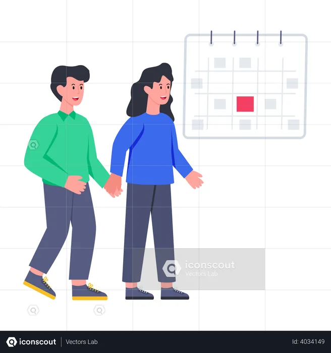 Couple waiting for Valentine day  Illustration