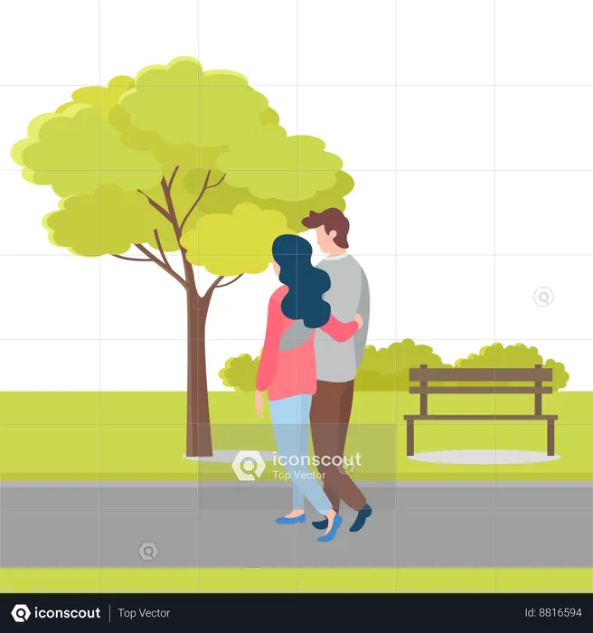 Couple walk  Illustration