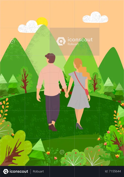 Couple Walking  Illustration