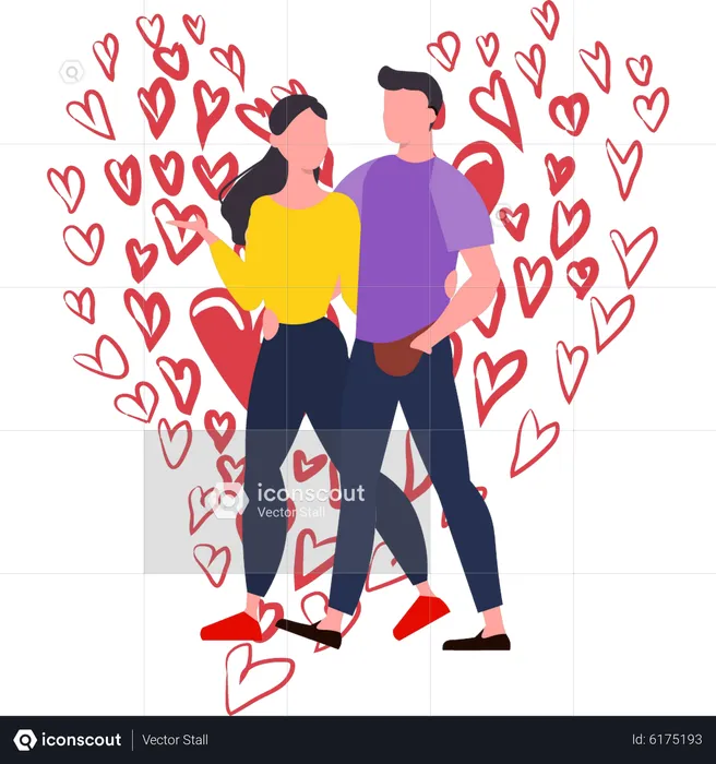 Couple walking on valentine day  Illustration