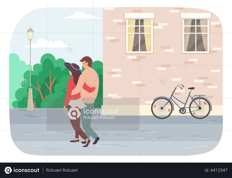 Couple walking together  Illustration