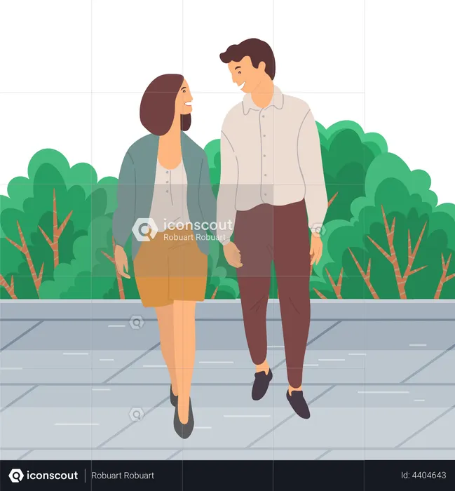 Couple walking together  Illustration