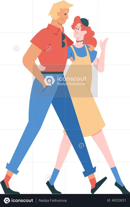 Couple walking with together  Illustration