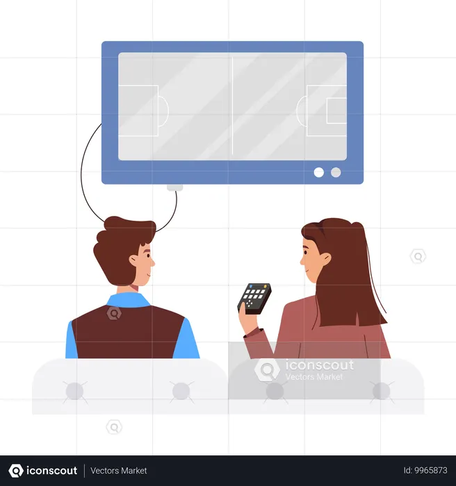 Couple Watching Match  Illustration