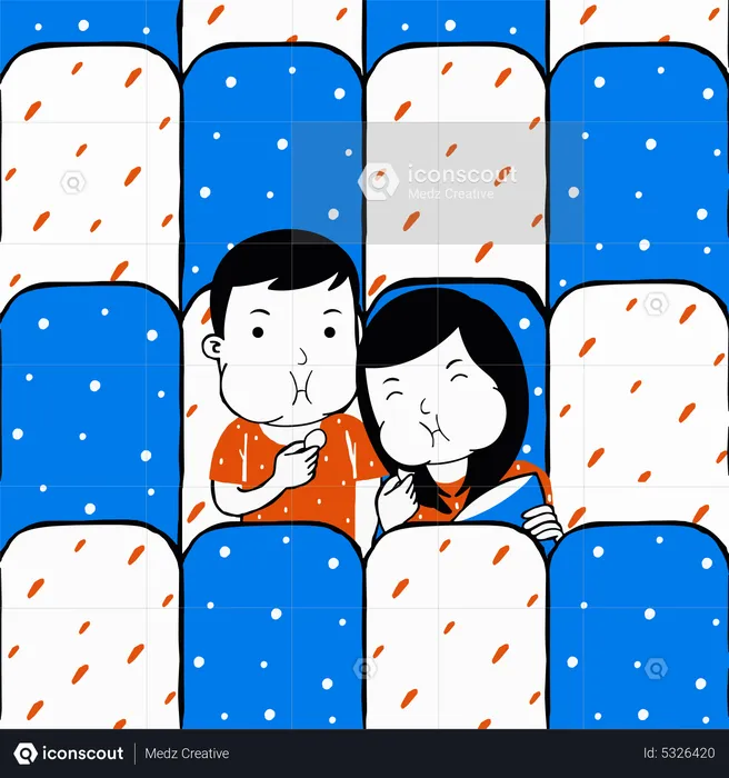 Couple watching movie together  Illustration
