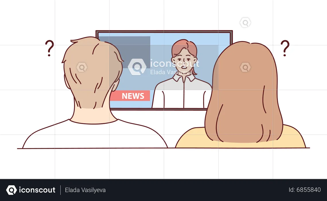 Couple watching news  Illustration