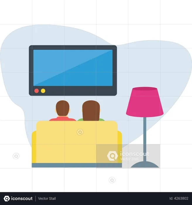 Couple watching TV  Illustration