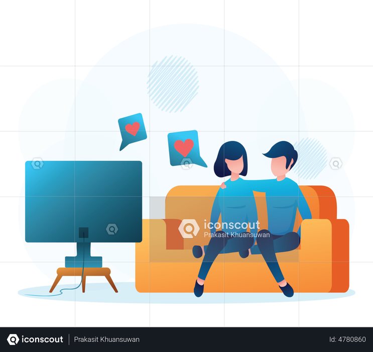 Best Premium Couple watching TV Illustration download in PNG & Vector ...