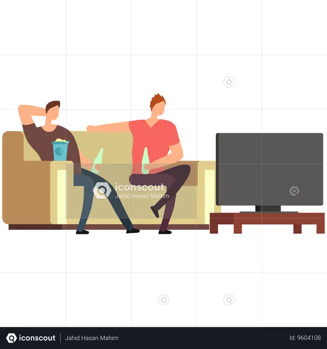 Couple watching tv at home  Illustration