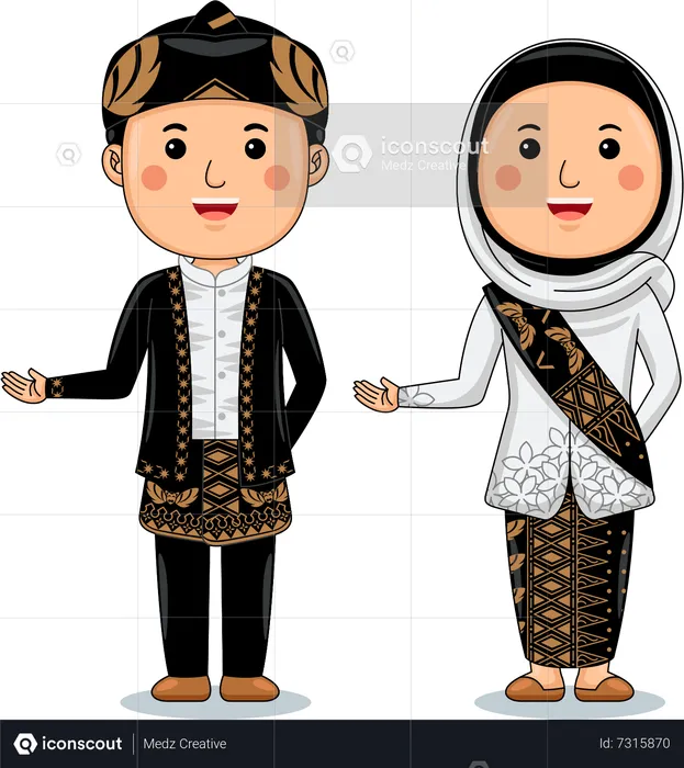 Couple wear Batabue  Illustration
