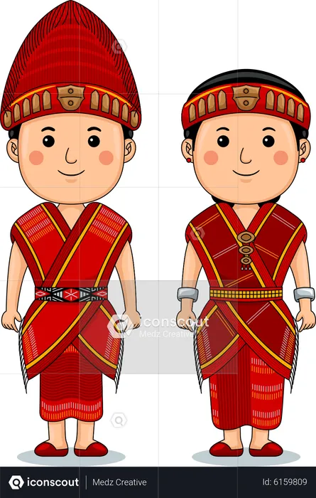 Couple Wear Batak Toba Illustration - Free Download Illustrations ...