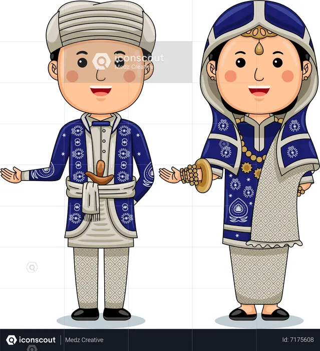Couple wear Batak Toba  Illustration