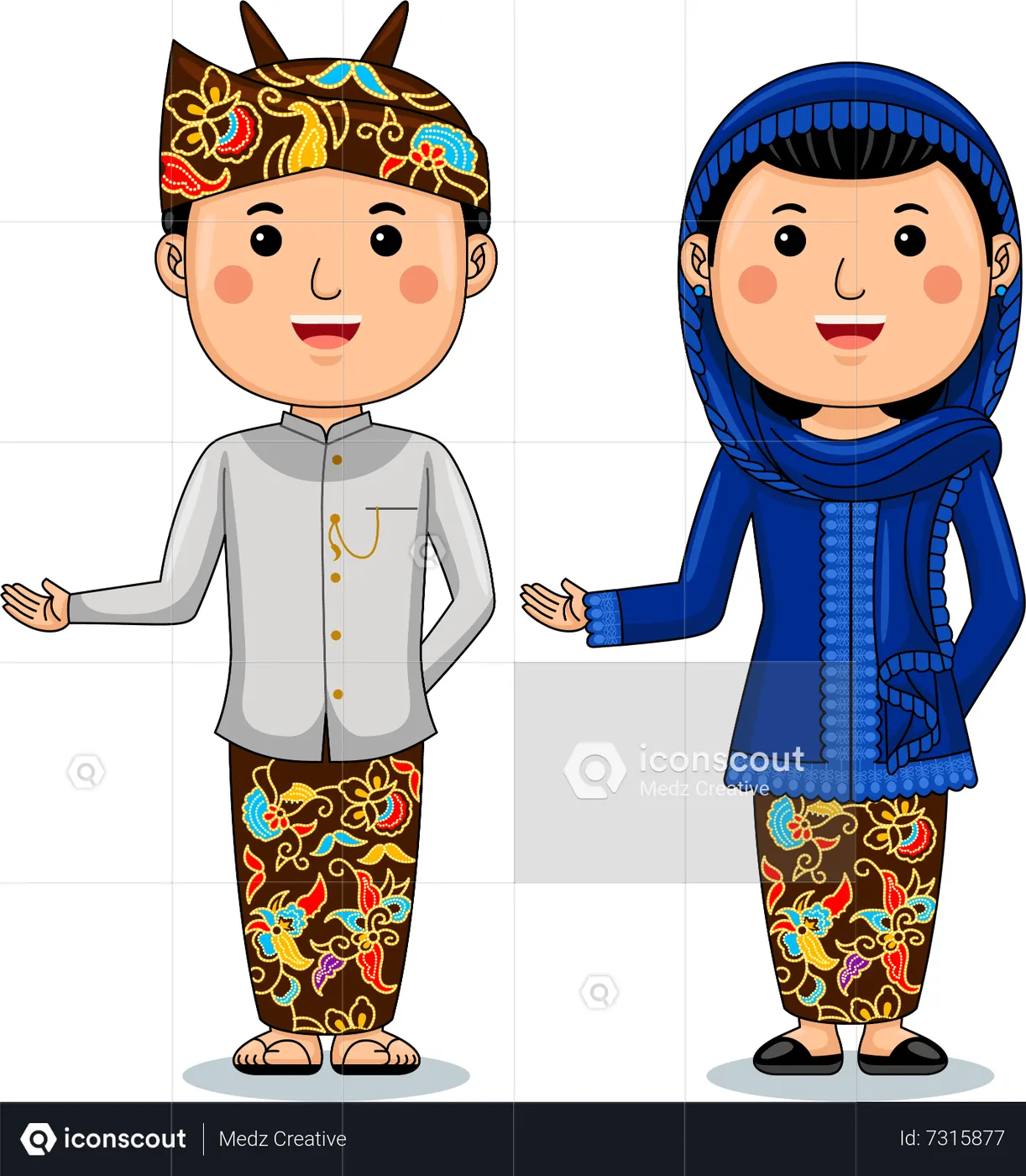 Best Couple wear Batak Toba Illustration download in PNG & Vector format