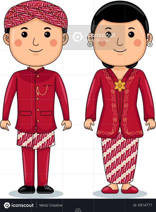 Couple wear Bedahan West Java Traditional Cloth  Illustration