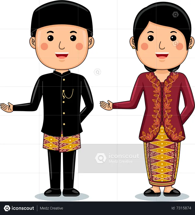 Couple wear Bundo Kanduang  Illustration